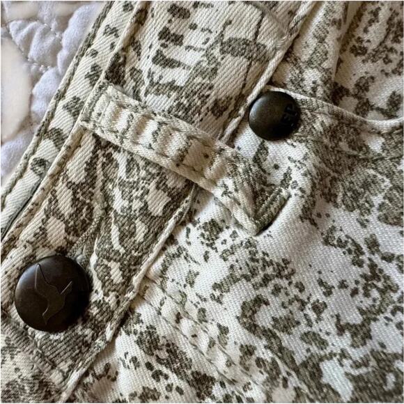 Free People Feather Print Skinny Jeans Neutral Boho Low Rise Ankle Denim 27 - Picture 6 of 11